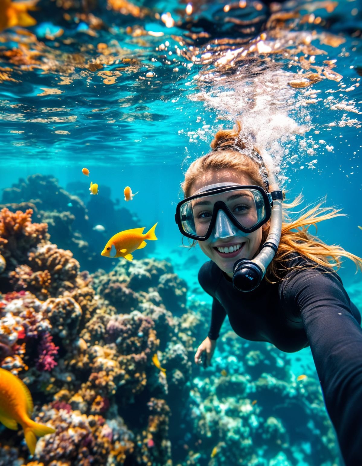 Aktivitas snorkeling di laut jernih